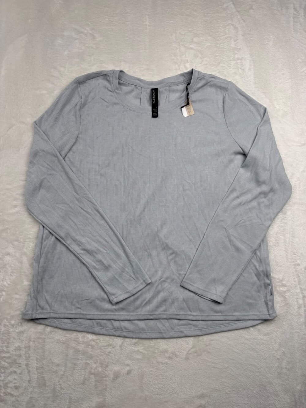 Mondetta Womens Light Blue Long Sleeve Ribbed Top Size L